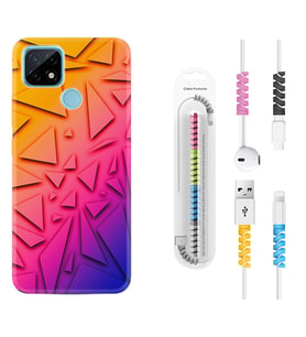 Realme C11 C21 C21Y C25Y C11 2021 Kılıf Kablo Koruma Spiral Silikon Üçgenler 1635