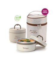 House Pratik HP107 Çantalı Paslanmaz Çelik 2'li 600 + 440ml Lunch Box Yemek Kabı