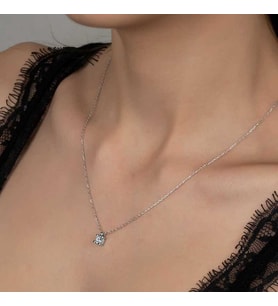 Swarovski Taşlı Gümüş Tektaş Bayan Kolye