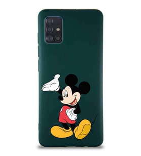Samsung Galaxy M31S Soft Premier Kapak Mickey Mouse-C Tasarımlı Silikon Kılıf - Yeşil (Şeffaf)