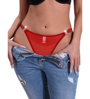 Liona Transparan Halkalı Kadın Kırmızı G-String Külot