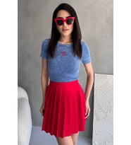 Nare Mavi Yıkamalı Nakışlı Body (Mavi)