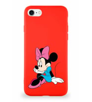 Apple iPhone 7 Soft Premier Kapak Minnie Mouse-E Tasarımlı Silikon Kılıf - Kırmızı (Şeffaf)