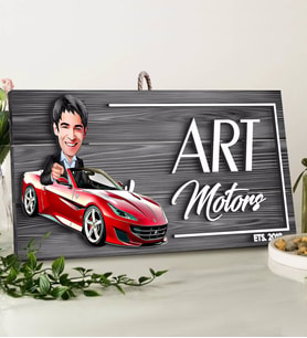 BK Gift Kişiye Özel Galeri Karikatürlü Gri Dekoratif Ahşap Tabela