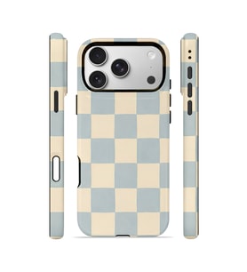 iPhone 17 Pro Max Vorian Çift Katmanlı Kılıf Powder Blue Checker