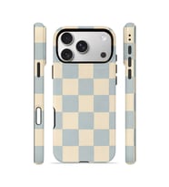 iPhone 17 Pro Max Vorian Çift Katmanlı Kılıf Powder Blue Checker