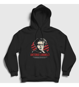 Presmono Unisex Siyah Pessimism Antonio Gramsci Kapüşonlu Sweatshirt 492563tt