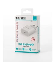 Tonex B25W Type-c Giriş Yeni Nesil Şarj Başlığı  25W 3.4A  - Beyaz