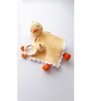 Ördek Uyku Arkadaşı ve Çıngırak Amigurumi Organik Oyuncak