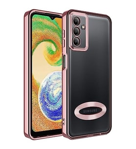 coverzone Samsung Galaxy A14 ile uyumlu K?l?f Kamera Korumal? Logo G�steren Parlak renk kenar �izgileri ile ??k bir tasar?m Colored Z-Omega Kapak (KOYU YE??L)