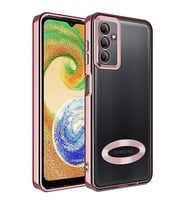 coverzone Samsung Galaxy A14 ile uyumlu K?l?f Kamera Korumal? Logo G�steren Parlak renk kenar �izgileri ile ??k bir tasar?m Colored Z-Omega Kapak (KOYU YE??L)
