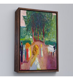 Çerçeveli Edvard Munch - Parkta Flört Tablosu (Siyah)