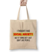 SOCIAL ANXIETY Sarcastic Funny Bez Çanta Uzun Saplı