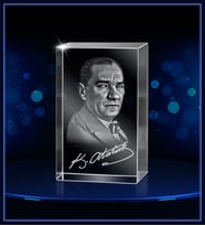 3d Kristal Atatürk 01 (Gerçek 3 Boyutlu Görüntü)