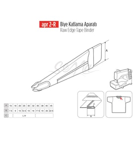 Lastik Biye Katlama Apara 30x15mm / APR 2-R