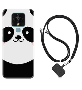 Tecno Camon 16 18P Pova Kılıf Boyun Askılı Silikon Sevimli Panda 1794