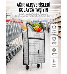 Geniş Hacimli Tekerlekli Pazar Çantası Dayanıklı ve Ergonomik