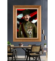 Altın Varaklı Çerçeveli Paspartulu Atatürk Tablo nl146 (Gold)