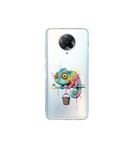 Poco F2 Pro ile Uyumlu Splash Bukalemun Tasarımlı Şeffaf Silikon Kılıf