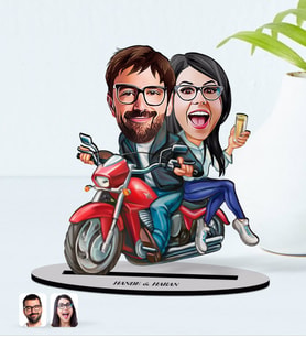 BK Gift Kişiye Özel İsimli Sevgililer Karikatürlü Ahşap Biblo Model-97
