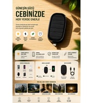 Güneş Enerjili Mini Powerbank 1200mAh Ultra İnce Tasarım