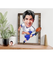 BK Gift Kişiye Özel Amerikan Futbolcusu Karikatürlü 3D Ahşap Tablo-10, Sevgiliye Hediye, Arkadaşa Hediye, Doğum Günü Hediyesi