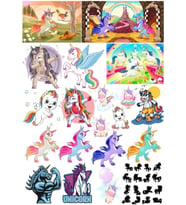 Unicorn Sticker Set 6 16 Parça Telefon, Tablet, Defter, Laptop Sticker