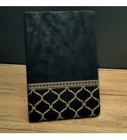 Gold İşlemeli Siyah Deri Defter