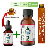 Lugol Çözeltisi %2  130 mL  Kolayca Doldur Sınırsız Kullan (Lügol Cam Damlalıklı Geniş Ağız Şişe,Pharma Grade)