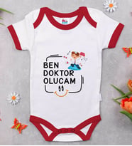 BK Kids Doktor Olucam Tasarımlı Kırmızı Bebek Body Zıbın-1