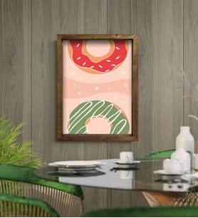 BK Gift Cafe & Bar & Restaurant Konseptli Doğal Masif Ahşap Çerçeveli Tablo-84