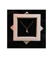 925 Gümüş 14k Gold Kaplama Minimal Yıldız Detaylı Mineli Ay Kolye
