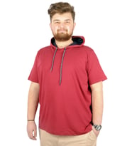 Mode XL Büyük Beden Oversize Tshirt Kapşon Basic 21115 Bordo