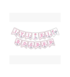 Zikzak Banner Pembe Fil Iyi Ki Doğdun (Çok Renkli)