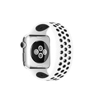 Apple Watch 38mm Ayarlı Delikli Silikon Kordon - Beyaz-siyah