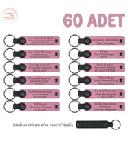 Pembe & Siyah, Ramazan Bayramında Verilebilir, 60'lı Set, Kişiselleştirilebilir Hatıra Anahtarlık