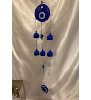 Deprem Zili Çanı Rüzgar Çanı Zili Feng Shui Ejderha Yılı Koruyucu NAzar Boncuğu Objeli (Çok Renkli)