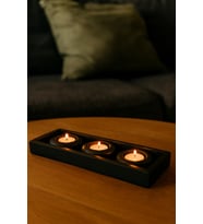 Modern Taş Tozu 3’lü Mumluk & Tabla Seti