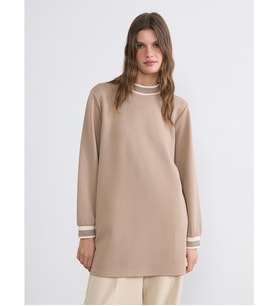 LCW EVERYDAY Kahverengi Dik Yaka Soft Touch Kadın Sweatshirt Tunik