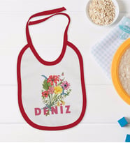 BK Kids Kişiye Özel İsimli Kırmızı Bebek Mama Önlüğü-9