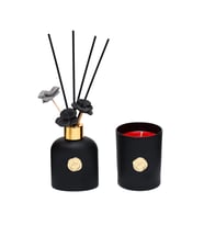 130 ml Siyah Cam Şişe Black Vanilya Oda Kokusu ve Kırmızı Kokulu Vegan Mum Seti