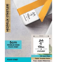 Kalp Figürlü Etiket, Cemiyet için Ürünlerinize Özel 5 Cm - 96 adet Letbil Folyo Sticker