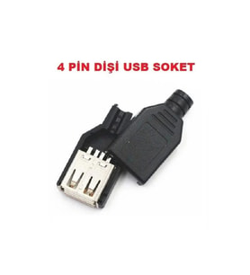 4 PİN DİŞİ USB SOKET - PLASTİK KAPAKLI USB BAĞLANTI