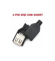 4 PİN DİŞİ USB SOKET - PLASTİK KAPAKLI USB BAĞLANTI
