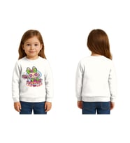 Unisex Labubu Baskılı Çocuk Swaetshirt 3 İplik Şardonlu (Beyaz)