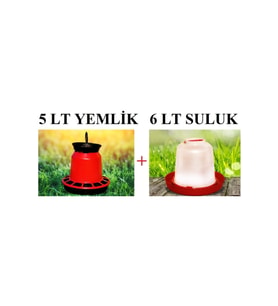Yemlik + Suluk 2' Li Set 5 Lt Yemlik + 6 Lt Suluk Tavuk Yemliği Tavuk Suluğu Kuş Ve Kanatlı Hayvan