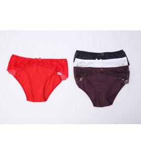 Düz Renk Dantelli Bikini Külot 4Lü Paket (Karışık)