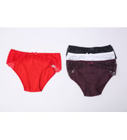Düz Renk Dantelli Bikini Külot 4Lü Paket (Karışık)