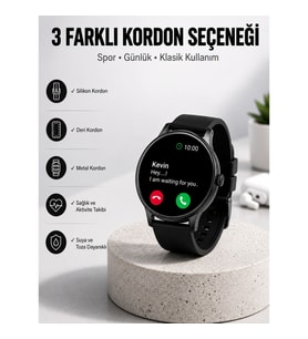Mey İthalat® Akıllı Saat Sesli Görüşme Bluetooth Bağlantılı 3 Kordonlu Yeni Nesil
