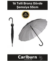 Özel Üretim Otomatik Mekanizma Baston Tip Rüzgar Korumalı Fiber 16 Telli Bronz Gövde Şemsiye 55cm
